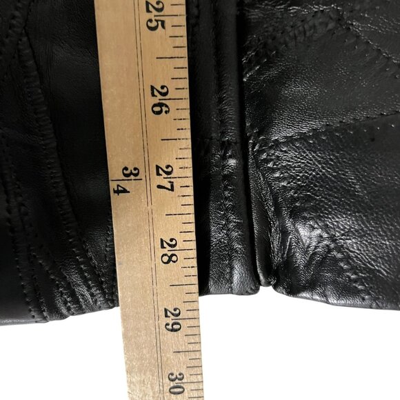 Vintage Cellini Long Full Grain Black Patchwork Leather Matrix Jacket Size XL - Picture 11 of 13